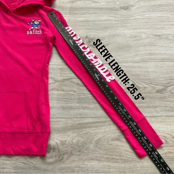 Abercrombie Long Sleeves Tee with Hoodie Embroidered. Large Pink - Picture 11 of 13